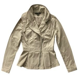 ARMANI EXCHANGE Women’s Peplum Zip Beige Jacket Coat SZ XS